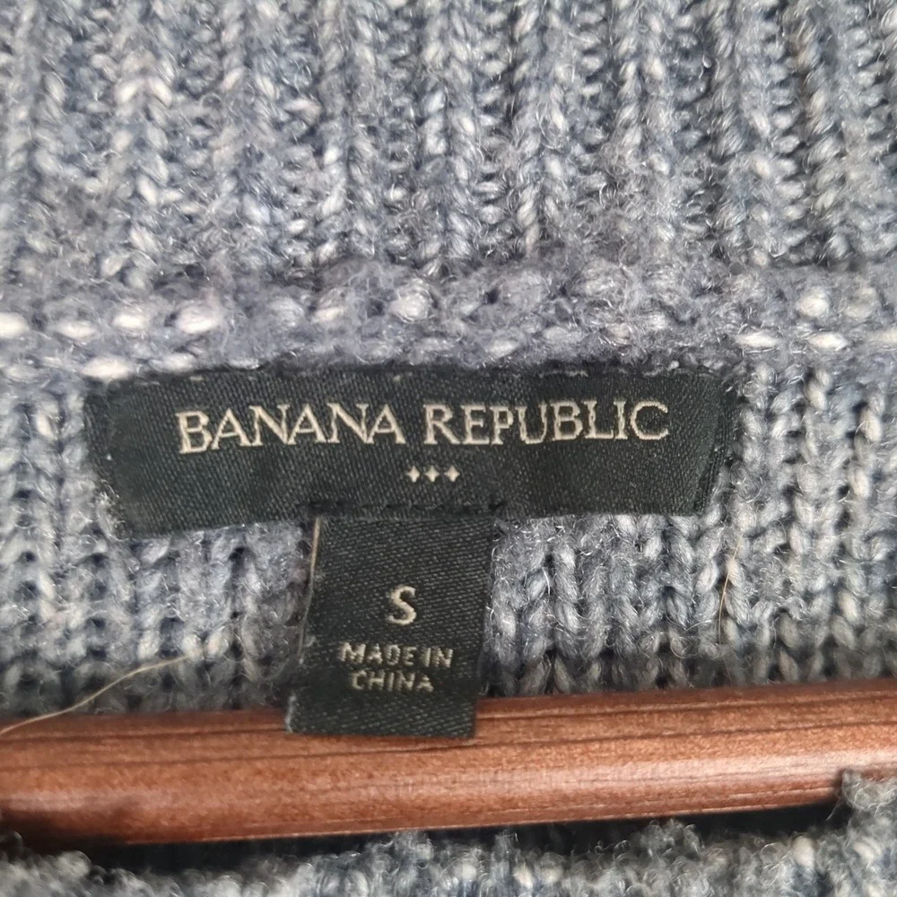 Banana‎ Republic Mens Small Gray Marl Chunky Knit Crewneck Raglan Sweater